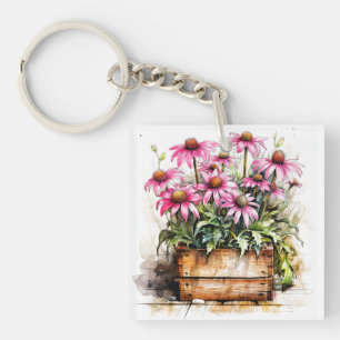 Beautiful Blooming Aster Flowers Key Ring