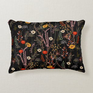 Beautiful blooming meadow flowers pattern decorative cushion
