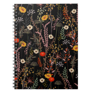 Beautiful blooming meadow flowers pattern notebook