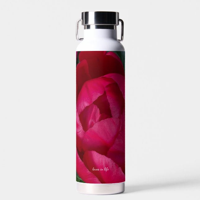Beautiful Blooming Red Peony  Water Bottle (Front)