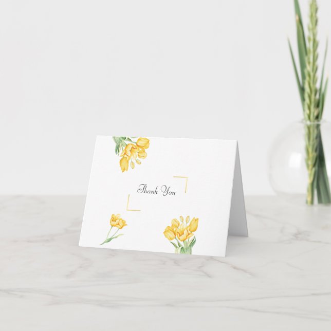Beautiful Blooming Yellow Tulips Thank You Card (Front)