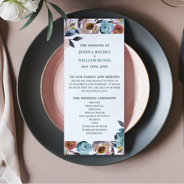 Beautiful Blooms Floral Spring Wedding Ceremony Programme (Creator Uploaded)