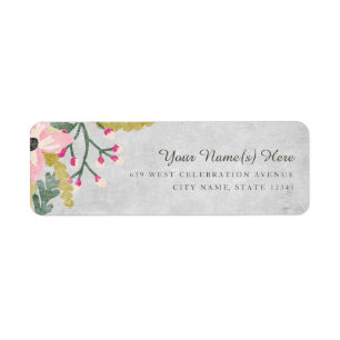 Beautiful Blooms Return Address Label / Grey