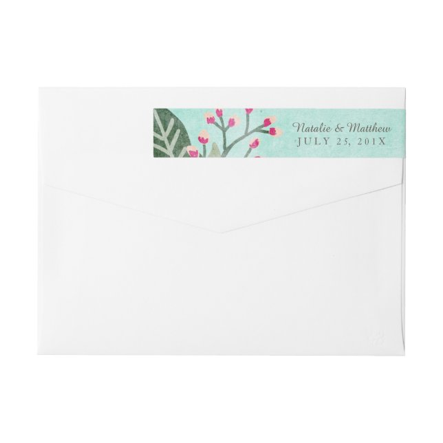 Beautiful Blooms Wedding Wraparound Labels / Aqua (Back)