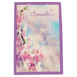 Beautiful Blossom 21st Birthday Party Medium Gift Bag