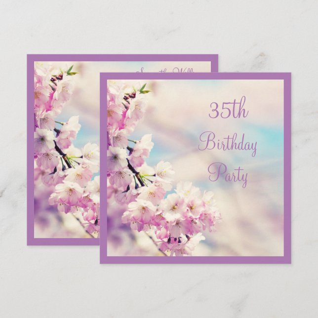 Beautiful Blossom 35th Birthday Invitation (Front/Back)