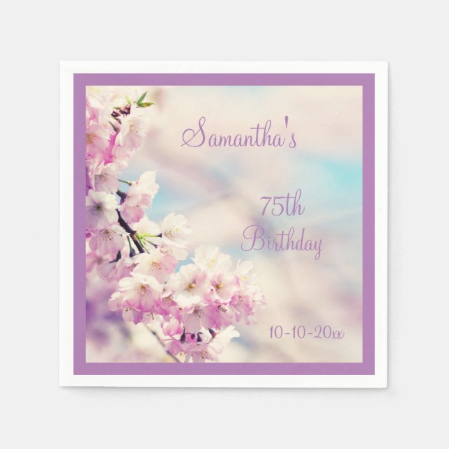 Beautiful Blossom 75th Birthday Napkin (Front)