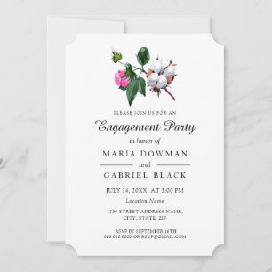 Beautiful blossom cotton flower. Engagement Part Invitation