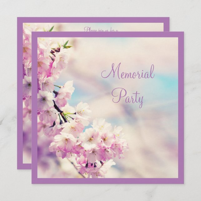 Beautiful Blossom Memorial Party Invitation (Front/Back)