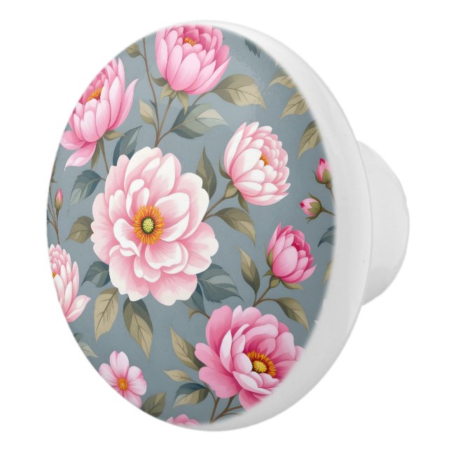Beautiful blossom pink flowers ceramic knob (Right)