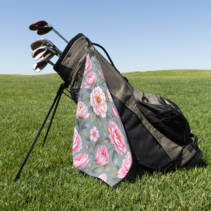 Beautiful blossom pink flowers golf towel