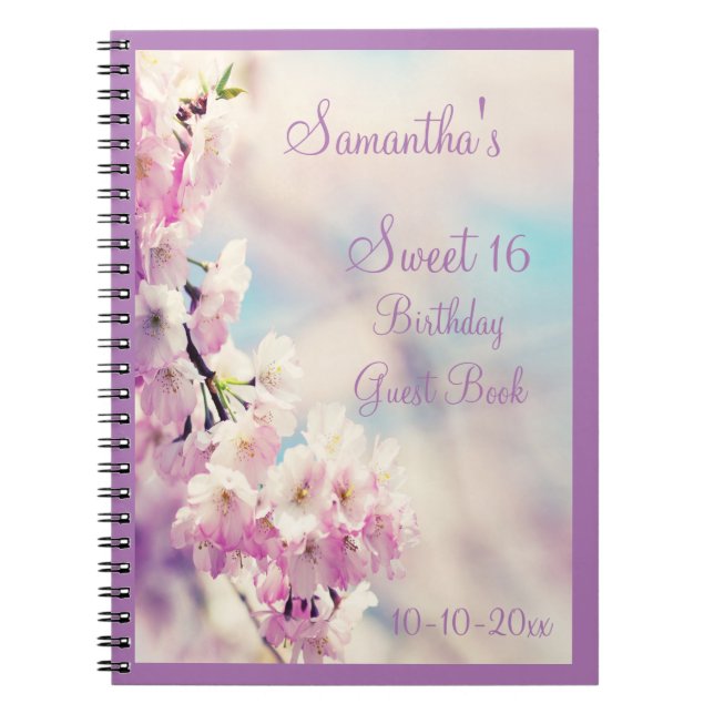 Beautiful Blossom Sweet 16 Birthday Notebook (Front)