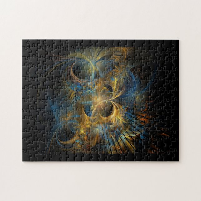 Beautiful Blue And Gold Fractal  Jigsaw Puzzle (Horizontal)