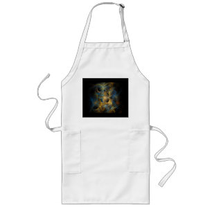 Beautiful Blue And Gold Fractal Long Apron