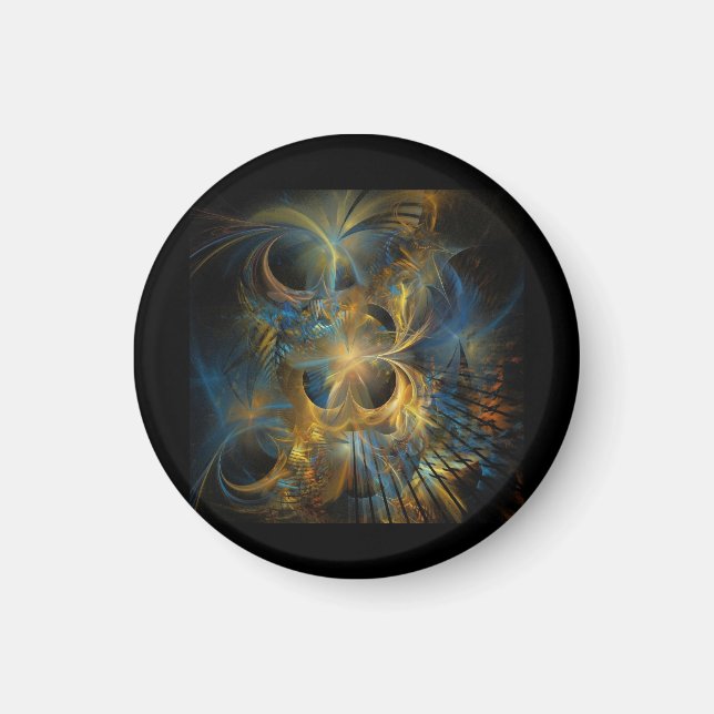 Beautiful Blue And Gold Fractal  Magnet (Front)