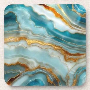Beautiful Blue and Gold Stone Look Coasters