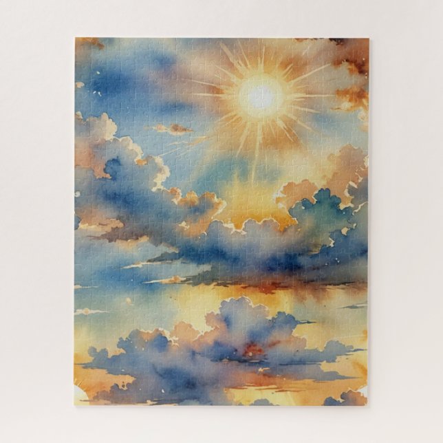 Beautiful Blue and Gold Sunset Jigsaw Puzzle (Vertical)