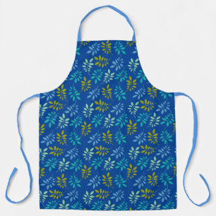 Beautiful Blue And Green Leafy Pattern Apron