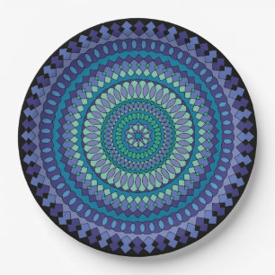 Beautiful Blue and Green Party Paper Plate