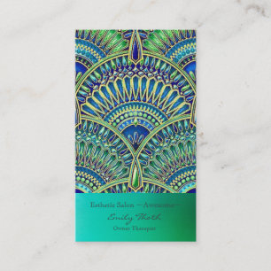 Beautiful blue and green peacock design business card