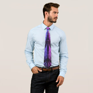 Beautiful Blue and Lilac-Violet Fractal Feathers Tie