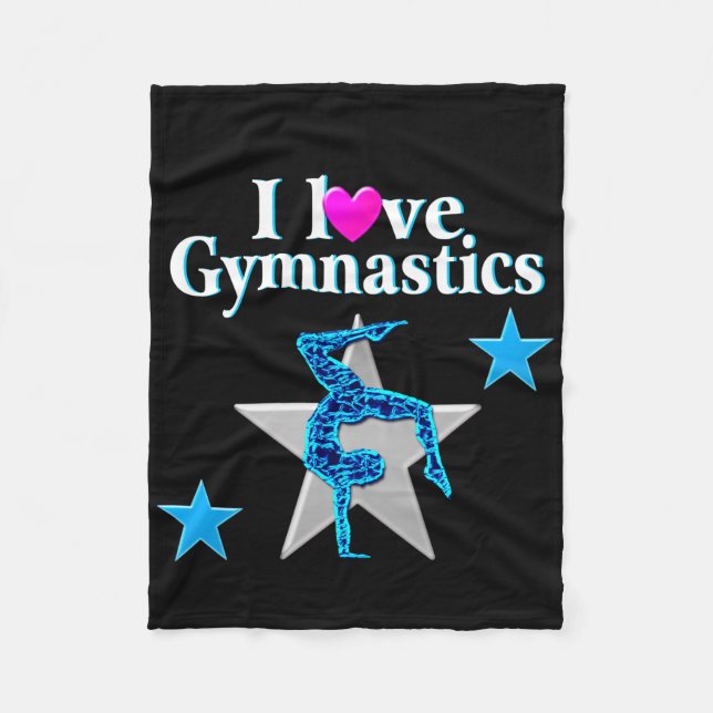 BEAUTIFUL BLUE AND SILVER GYMNASTICS DESIGN FLEECE BLANKET (Front)