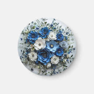 Beautiful Blue and White Floral Arrangement Magnet