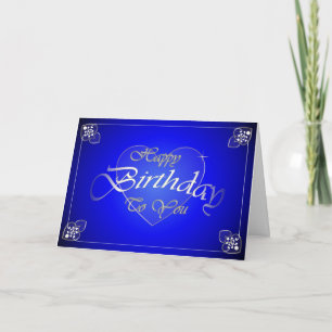 Beautiful blue and white hearts birthday card