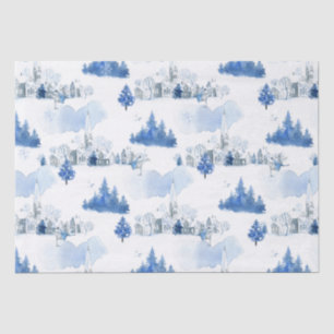 Beautiful Blue and White Mouse Village Holiday Tissue Paper
