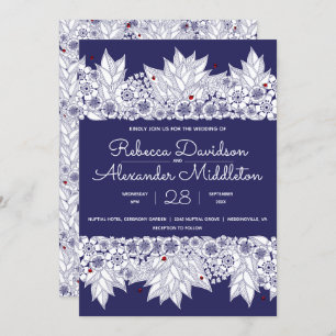 Beautiful Blue and White Wedding Invitation
