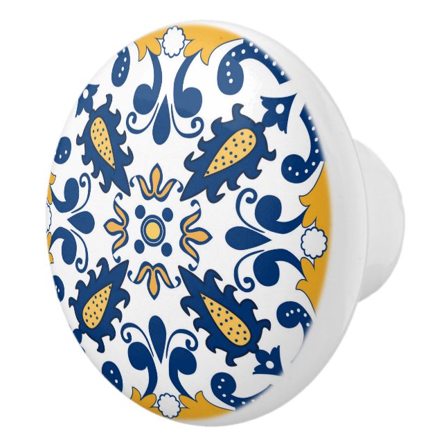 💙💛 Beautiful blue and yellow Azulejos,   Ceramic Knob (Right)