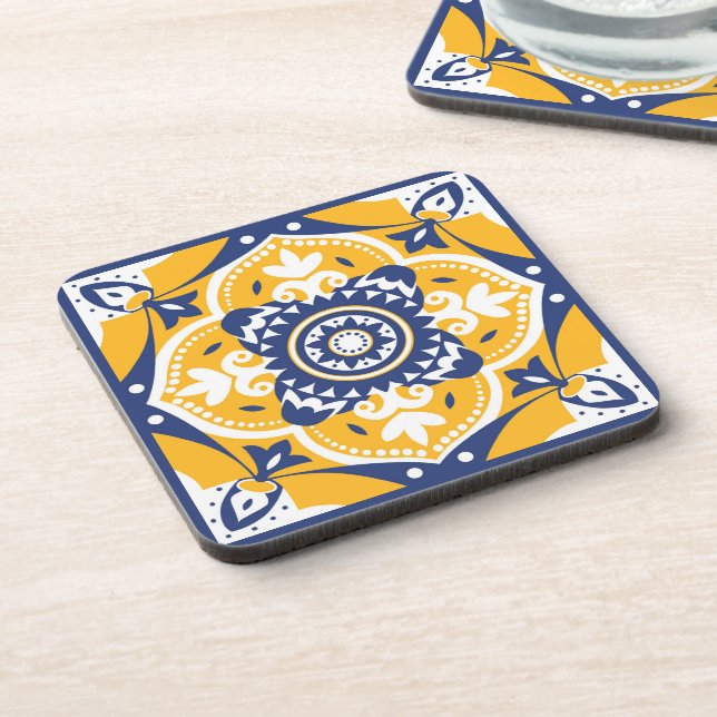 💛💙🤍 Beautiful blue and yellow Azulejos Coaster (Left Side)
