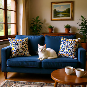 💙💛 Beautiful blue and yellow Azulejos, Cushion