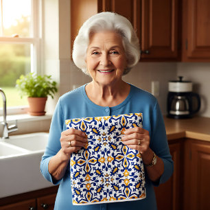 💙💛 Beautiful blue and yellow Azulejos, Kitchen Tea Towel