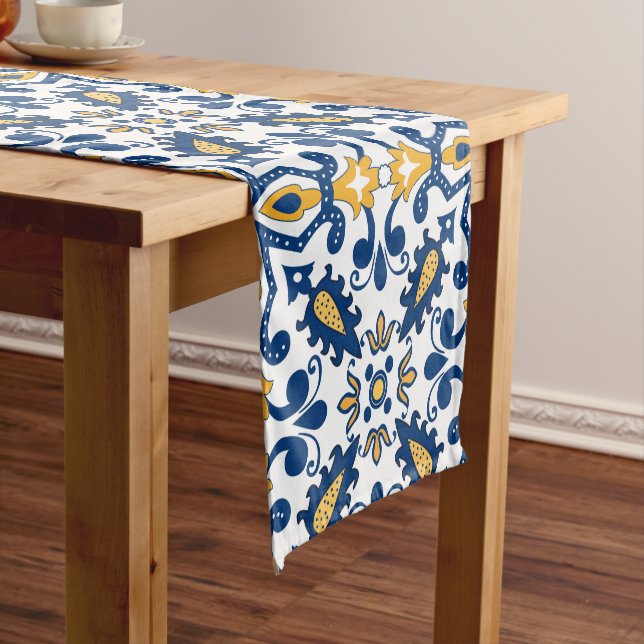 💙💛 Beautiful blue and yellow Azulejos,  Short Table Runner (In Situ)