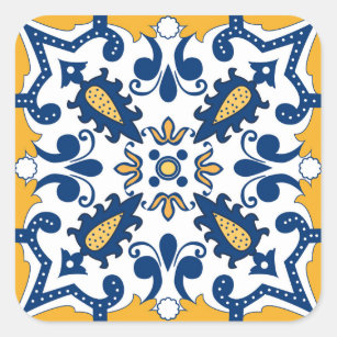 💙💛 Beautiful blue and yellow Azulejos,   Square Sticker