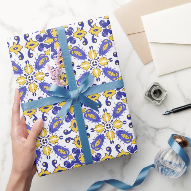 💙💛 Beautiful blue and yellow Azulejos  Wrapping Paper (Gifting)