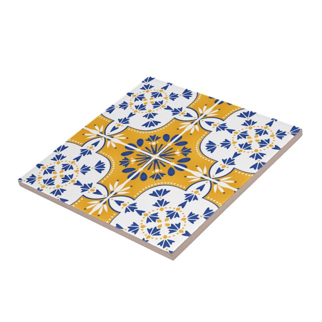 Beautiful Blue and yellow Portuguese Azulejo Tile (Side)