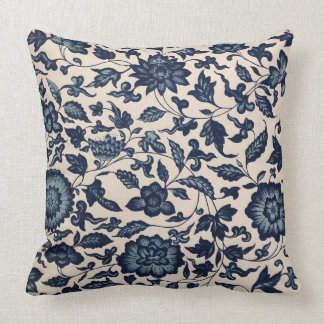 Beautiful Blue Asian Floral Pillow