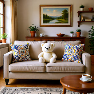 💙 Beautiful blue Azulejos IV medium tile Cushion