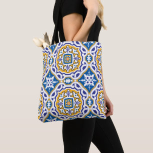 💙 Beautiful blue Azulejos IV Small tile Tote Bag