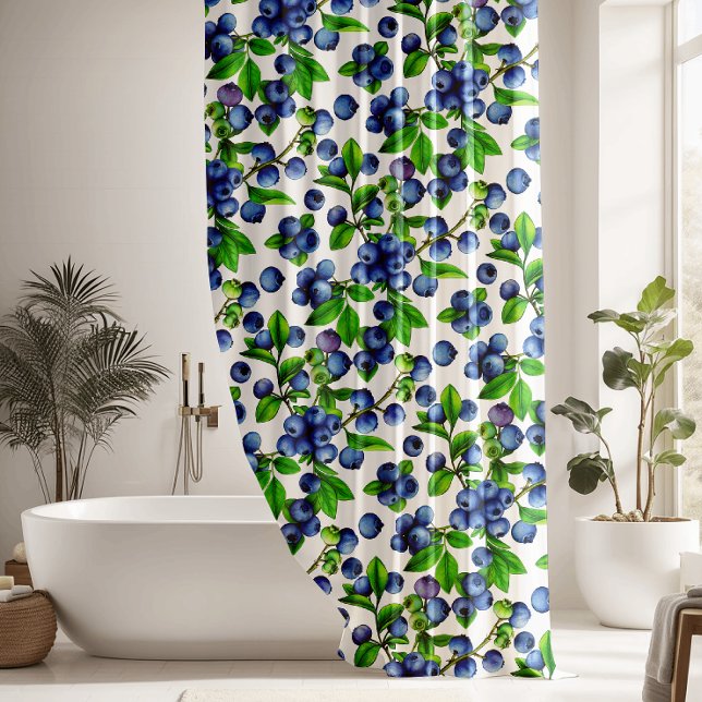 Beautiful Blue Berries Pattern Shower Curtain (Creator Uploaded)