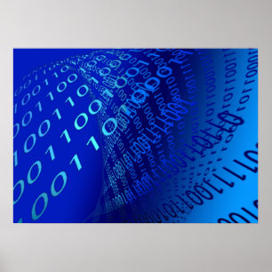 Beautiful Blue Binary Poster