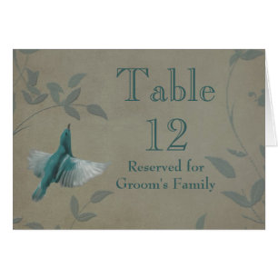 Beautiful Blue Bird Wedding Table Number