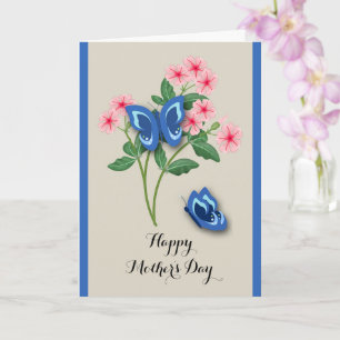 Beautiful Blue Butterflies - Flowers Mother's Day Card
