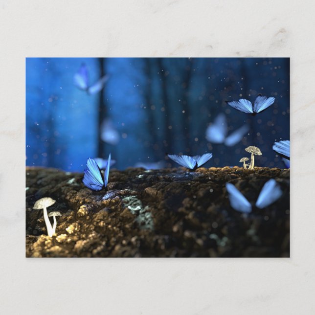 Beautiful Blue Butterflies in Forest Postcard (Front)