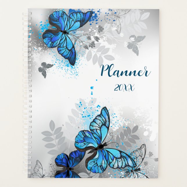 Beautiful blue butterflies planner (Front)