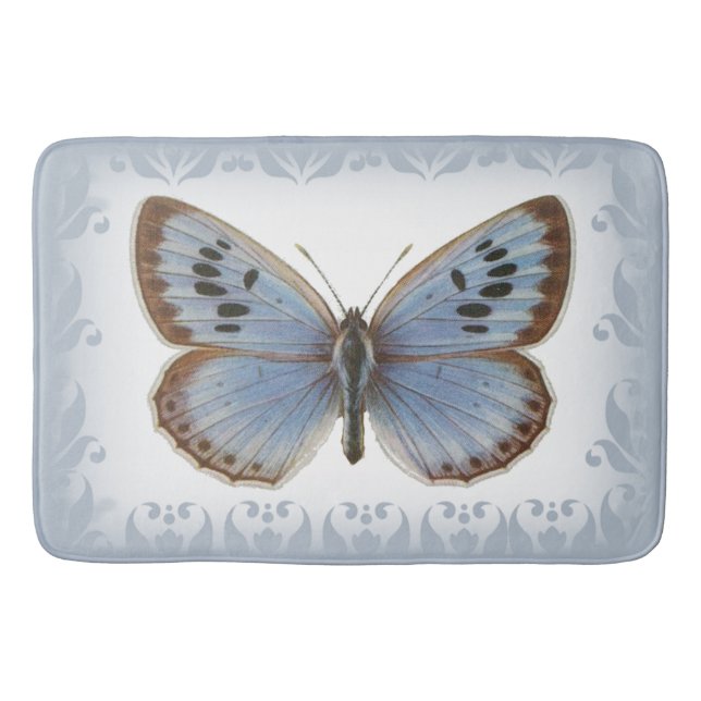 Beautiful Blue Butterfly Bath Mat (Front)