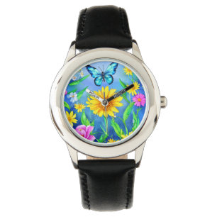 Beautiful Blue Butterfly in a Flower Meadow Watch