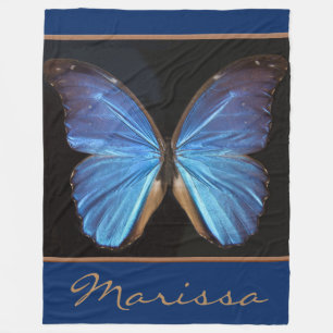 Beautiful Blue Butterfly Photography Fleece Blanket